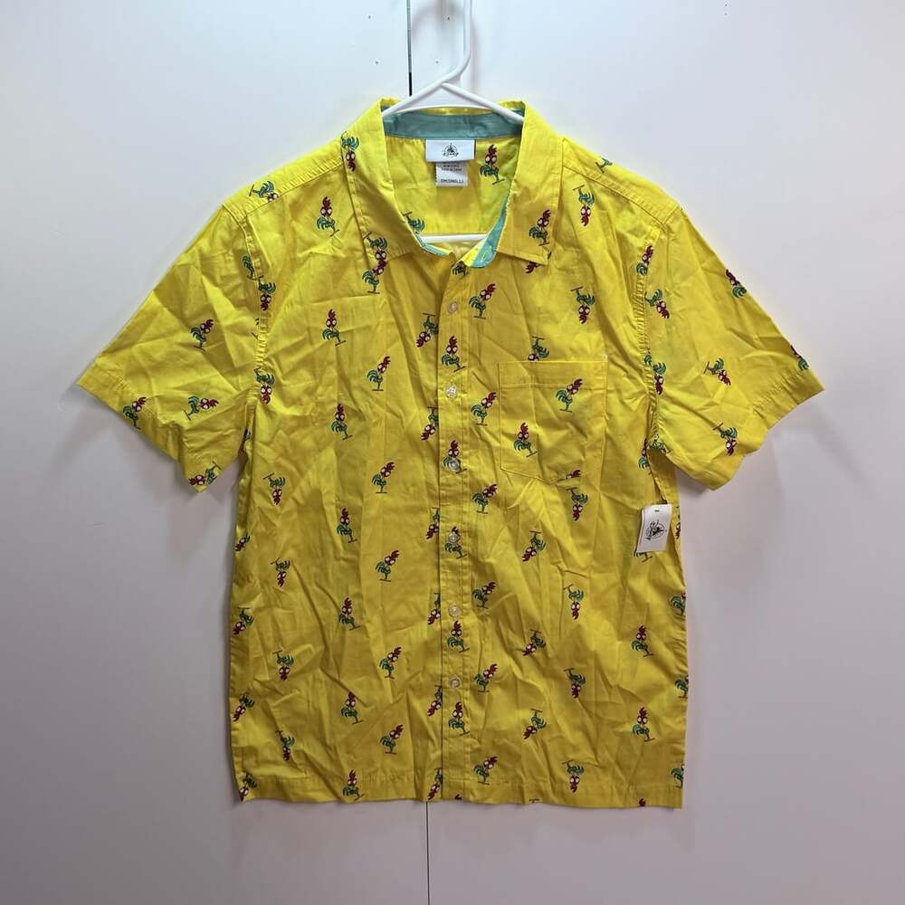 Disney Moana Hei Hei Chicken Button Front Shirt Size Small Yellow